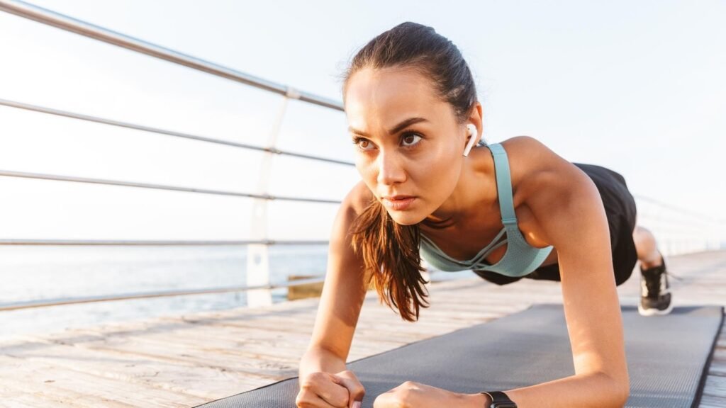 A woman doing a plank 