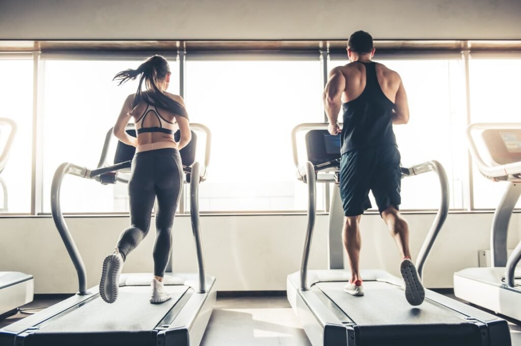 Running on a treadmill