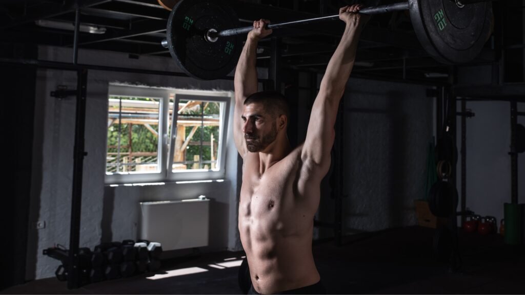 A person lifting a barbell