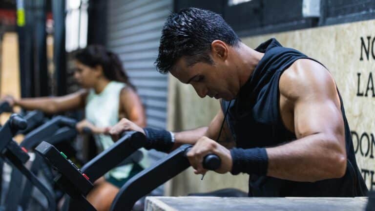 Man on Exercise Bike getting Ready to do HIIT