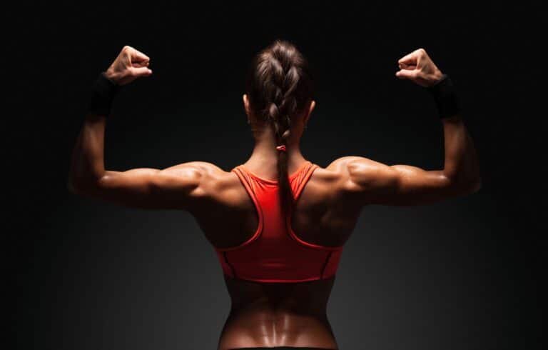 Female back double bicep